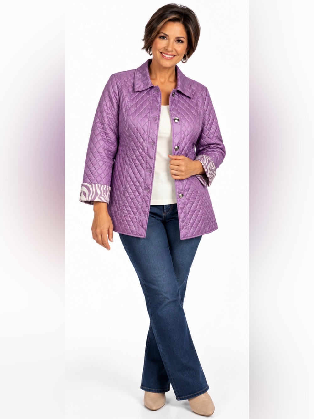 Dennis Basso Boutique 100% Silk Quilted Jacket Size S Lavender NWT